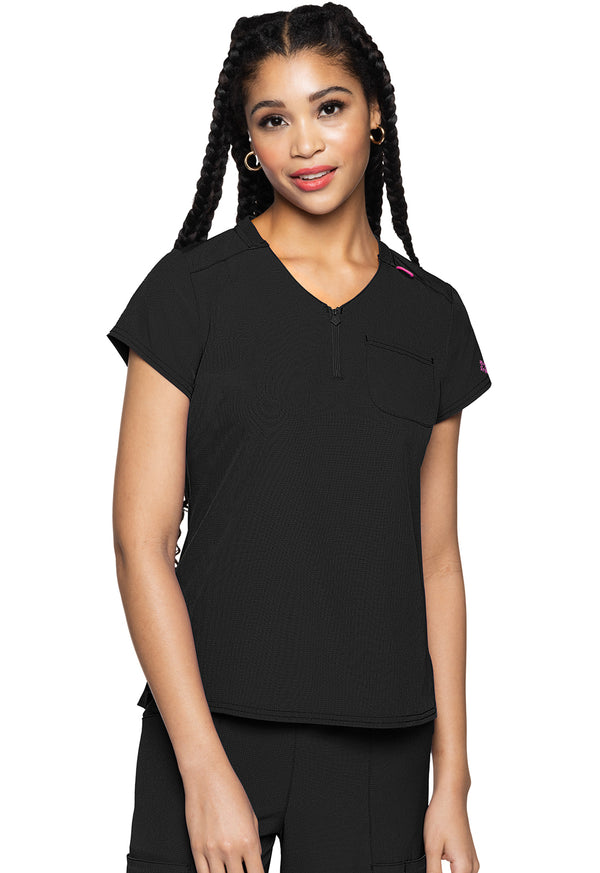 Med Couture Quarter Zip V-Neck Tuckable Top