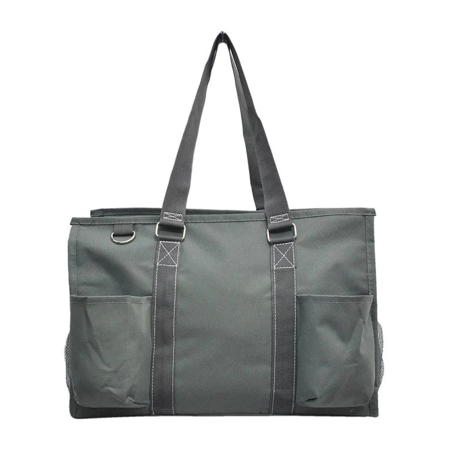 Solid Gray Large Organizer Tote Bag