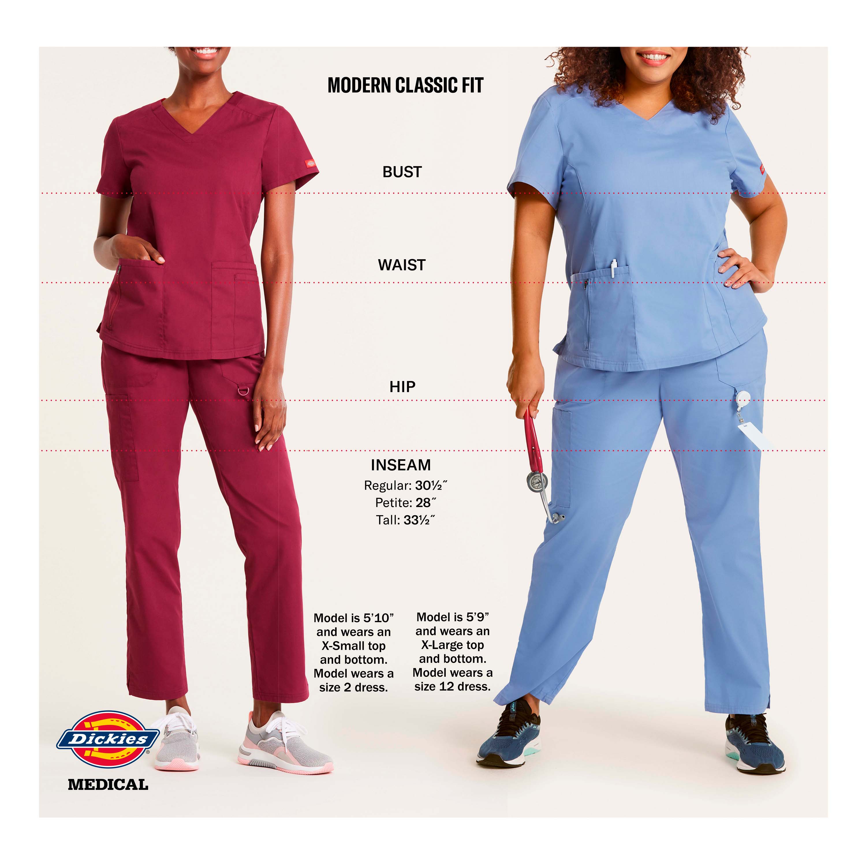 Dickies Balance DK940 Maglia Donna Scollo A V Con Tasche - Lunghezza 66 Cm